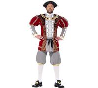 Smiffys Deluxe Henry VIII Costume, XL - Size 46 inch-48 inch, Red