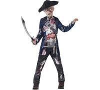 Smiffys Deluxe Jolly Rotten Pirate, Black with Top, Trousers & Hat, Sublimation Print, Halloween Child Fancy Dress, Pirate Dress Up Costumes