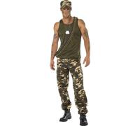 Smiffys Deluxe Khaki Camo Costume, Male, Khaki Green (Size L)