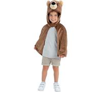 Smiffys Deluxe Kids Bear Cape, Soft Plush Animal Fancy Dress Costume Accessory with Hood, Book Character Dress Up for World Book Day and Parties