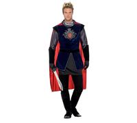 Smiffys Deluxe King Arthur Costume, Black with Top, Cape, Gloves, Bootcovers & Crown, Historical Fancy Dress, Medieval Dress Up Costumes