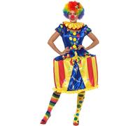 Smiffys Deluxe Light Up Carousel Clown Costume, Multi-Colo with LED Hooped Dress, Headband & Neck Ruffle, Circus Fancy Dress, Clown Dress Up Costumes