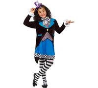 Smiffys Deluxe Little Miss Hatter Costume, with Dress, Mul Attached Waistcoat, Cravat & Top Hat, Girls Fancy Dress, Child Dress Up Costumes