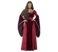 Smiffys Deluxe Medieval Queen Costume, Red with Dress, Belt & Headpiece, Historical Fancy Dress, Medieval Dress Up Costumes