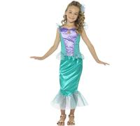 Smiffys Deluxe Mermaid Costume, Green with Dress & Hair Clip, Girls Fancy Dress, Mermaid Dress Up Costumes