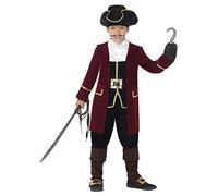 Smiffys Deluxe Pirate Captain Costume, Black Jacket, Mock Waistcoat, Trousers, Neck Scarf & Hat, Boys Fancy Dress, Pirate Dress Up Costumes