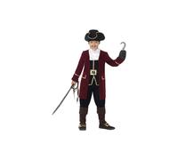 Smiffys Deluxe Pirate Captain Costume, Black Jacket, Mock Waistcoat, Trousers, Neck Scarf & Hat, Boys Fancy Dress, Pirate Dress Up Costumes