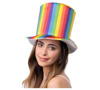 Smiffys Deluxe Pride Rainbow Striped Top Hat