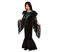 Smiffys Deluxe Raven Princess Costume, Black Dress, Cape & Headdress, Halloween Child Fancy Dress, Animal Dress Up Costumes