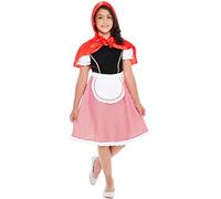 Smiffys Deluxe Red Riding Hood Costume, Red & White with Dress & Capelet, Girls Fancy Dress, Child Dress Up Costumes
