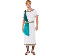 Smiffys Deluxe Roman Empire Emperor Toga Costume, White All In One, Belt & Headband, Legends & Myths Fancy Dress, Ancient Greek Dress Up Costumes