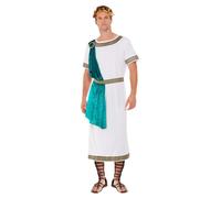 Smiffys Deluxe Roman Empire Emperor Toga Costume, White All In One, Belt & Headband, Legends & Myths Fancy Dress, Ancient Greek Dress Up Costumes