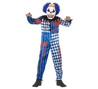 Smiffys Deluxe Sinister Clown Costume Set in Mid Blue | Size: 10-12 Years Smiffys Mid Blue 10-12 Years