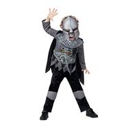 Smiffys Deluxe Skeleton Knight Costume Top with EVA Chest, Cape, Trousers & EVA Mask, Halloween Child Fancy Dress, Skeleton Dress Up Costumes