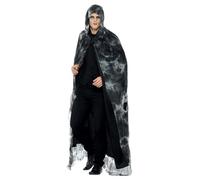 Smiffys Deluxe Spellbound Decayed Cape, Black & Grey Tie Dye, Unisex, Halloween Fancy Dress Accessory, Halloween Dress Up Accessories