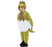 Smiffys Deluxe Toddler Hatching Dino Costume Hooded Top & Trousers, Children's Animal Fancy Dress, Animal Dress Up Costumes