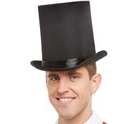 Smiffys Deluxe Top Hat, Black with Elastic Inner Rim, Circus Fancy Dress, Adult Dress Up Hats