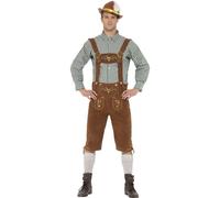 Smiffys Deluxe Traditional Hans Bavarian Costume, Green with Lederhosen & Shirt, Oktoberfest Fancy Dress, Halloween Dress Up Costumes