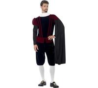 Smiffys Deluxe Tudor Lord Costume, L - Size 42 inch-44 inch, Black
