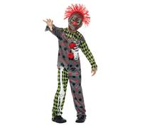 Smiffys Deluxe Twisted Clown Costume, Multi-Coloured with Top, Trousers & EVA Mask with Hair, Halloween Child Fancy Dress, Clown Dress Up Costumes