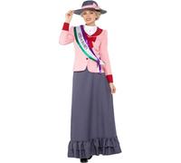 Smiffys Deluxe Victorian Suffragette Costume, Grey Pink, S - UK size 08-10