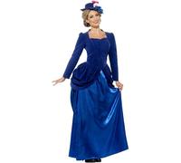 Smiffys Deluxe Victorian Vixen Costume, Blue, L - UK Size 16-18