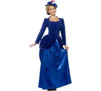Smiffys Deluxe Victorian Vixen Costume, Blue, L - UK Size 16-18