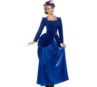 Smiffys Deluxe Victorian Vixen Costume, Blue, L - UK Size 16-18