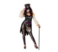 Smiffys Deluxe Voodoo Witch Doctor Costume, Black Jacket, Mock Top, Leggings, Hat & Necklace, Halloween Adult Fancy Dress, Voodoo Woman Dress Up Costumes