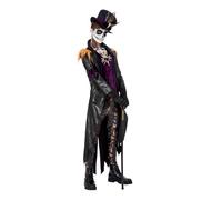Smiffys Deluxe Voodoo Witch Doctor Costume, Black & Purple Jacket, Mock Top, Trousers, Hat & Necklace, Halloween Adult Fancy Dress, Voodoo Woman Dress Up Costumes
