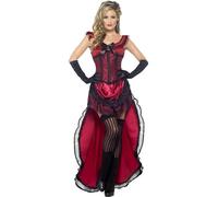 Smiffys Deluxe Western Authentic Brothel Babe Costume, Bur with Dress and Corset, Cowboys and Indians Fancy Dress, Adult Dress Up Costumes