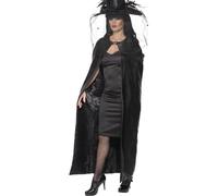 Smiffys Deluxe Witch Cape, Black , Halloween Fancy Dress Accessory, Witch Dress Up Accessories