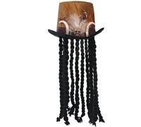 Smiffys Deluxe Witch Doctor Top Hat with Dreadlocks & Feathers, Halloween Fancy Dress Accessory, Voodoo Woman Dress Up Hats