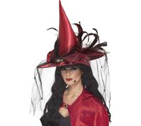 Smiffys Deluxe Witch Hat - Red