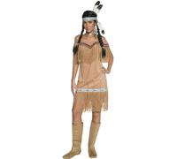 Smiffys DeluxeNative American Inspired Lady Costume, Beige (Size X1)