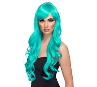 Smiffys Desire Curly Wig with Fringe - Aqua, Long