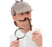 Smiffys Detective Kit, Multi-Coloured with Hat, Pipe & Magnifying Glass, Historical Fancy Dress, Adult Dress Up Accessories