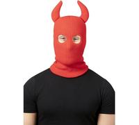 Smiffys Devil Balaclava Ski Mask, with Horns, Halloween Fancy Dress Accessory, Devil Dress Up Hats
