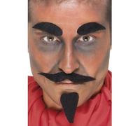 Smiffys Devil Facial Hair Set, Black with Tash, Brows & Beard, Self Adhesive, Halloween Fancy Dress Accessory, Facial Hair Dress Up Cosmetics & Disguises.