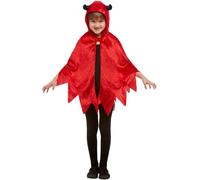 Smiffys Devil Hooded Cape, Red, Halloween Child Fancy Dress, Devil Dress Up Accessories