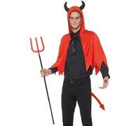 Smiffys Devil Kit, with Horn Cape, Tail, Red & Detachable Trident, 110cm/43in, Halloween Fancy Dress Accessory, Devil Dress Up Accessories