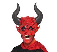 Smiffys Devil Lord Mask, Red Half Face, Latex, Halloween Fancy Dress Accessory, Devil Dress Up Masks
