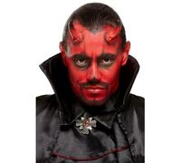 Smiffys Make-Up FX, Devil Kit, Aqua, Red & Black Facepaints, Horns, Sponge & Applicator, Cosmetics and Disguises Fancy Dress, Devil Dress Up Cosmetics & Disguises.