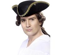 Black Dick Turpin Tricorn Fancy Dress Hat - hat dick turpin fancy dress tricorn mens pirate smiffys