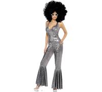 Smiffys Disco Diva Costume, Silver, S - UK Size 08-10
