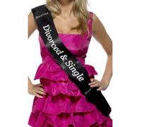 Smiffys Divorced and Single Sash with Diamantes (Black)