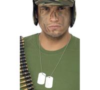 Unisex Army Fancy Dress Dog Tags on Chain in Silver
