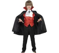 Smiffys Childrens Dracula Boy Costume, Cape, Cummerbund, Cravat Waistcoat, Blac