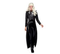 Smiffys Dragon Queen Costume, Black Jacket with Pin Badge, Halloween Adult Fancy Dress, Warrior Dress Up Costumes