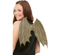 Smiffys Dragon Scale Wings, Gold 50cm/19in, Party Animals Fancy Dress, Dragon Dress Up Accessories